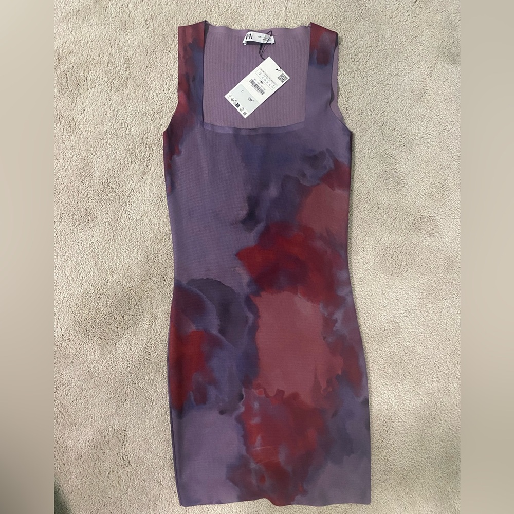 NWT Zara Purple Pink Bodycon Dress Size Small